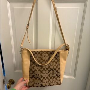 Coach Beige and Brown Shoulder Bag